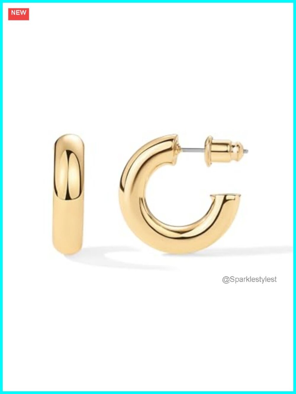 Chunky Gold Hoop Earrings 14K Gold Plated Lightweight 20mm